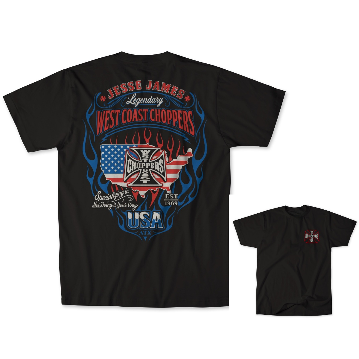 Streetwear Brand In Usa - USA Flag Flame Biker WCC West